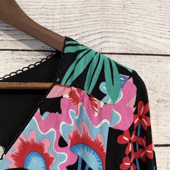 Anthropologie Maeve Ruched Floral Maxi Dress Long Sleeve Size 00 Boho Chic - Picture 7 of 15